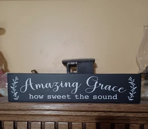 Rustic Primitive Farmhouse Amazing Grace Christian Sign Country Shabby Home - Picture 1 of 4