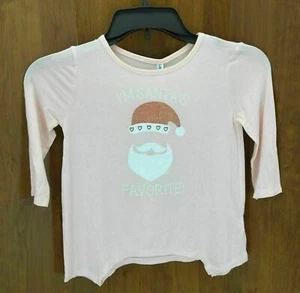 Love Peace & Lip Gloss Girls Long Sleeve Pink Shirt "I'm Santa's Favorite" S - Picture 1 of 3