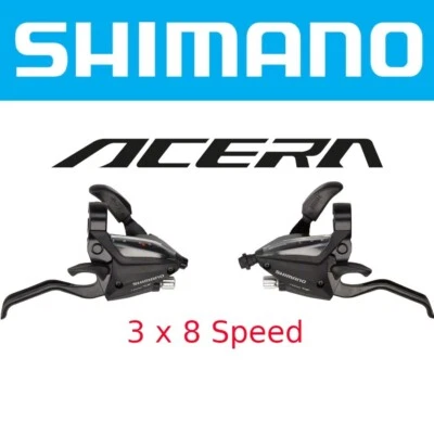 Shimano Acera ST-EF500 3x8-Speed FRONT & REAR Bike Shifters with V-Brake Levers - Image 1 of 2