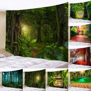 Forest Wall Hanging leaves Tapestry Throw Blanket Bedspread Beach Cover Decor