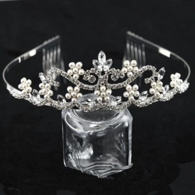 Diadema nupcial cristal círculo boda diadema de perlas tiaras Foto 1 de 2