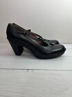 Clarks Artisan Mary Jane Womens Black Leather Buckle Strap Heel Shoes Size 8 1/2