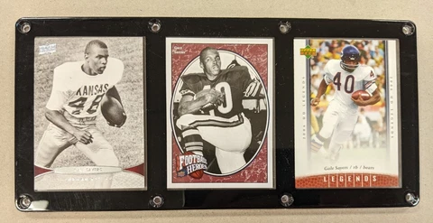 GALE SAYERS 3 CARD PLAQUE KANSAS JAYHAWKS CHICAGO BEARS Cover
