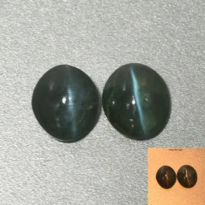 1.03 Ct [2 Pcs Pair] Rare Oval 5.2 x 4.5 MM Green To Red Alexandrite Cat's Eye - Picture 1 of 5