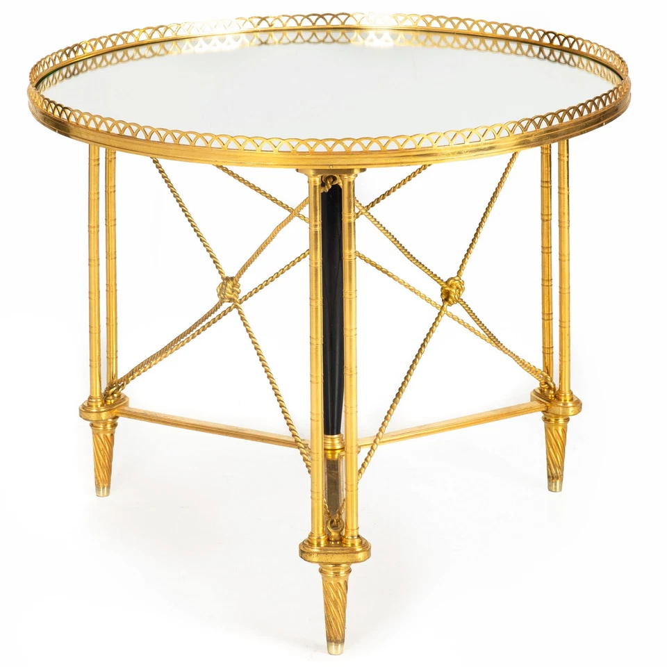 Mesa auxiliar francesa de bronce dorado Gueridon, manera de Maison Jansen aprox. Años 30 Foto 1 de 4