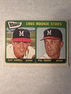 1965 Topps #461 Phil Niekro/Clay Carroll – Rookie Stars – Braves – Salón de la fama RC Foto 1 de 4