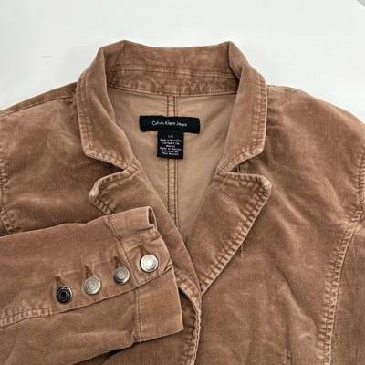 Chaqueta Blazer Calvin Klein Jeans Marrón Pana Elastizada Recortada Grande Foto 1 de 4