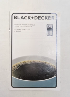 Use & Care Manual Black Decker CM2035B 12 Cup Coffee Maker Instruction Book ONLY - Image 1 of 4