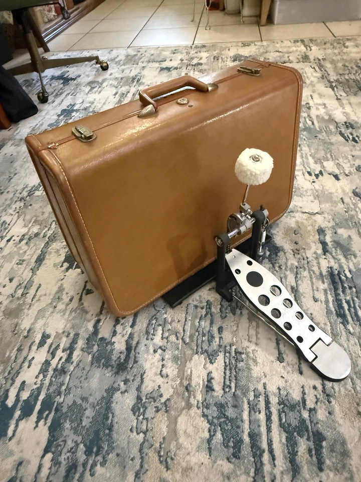 Vintage Leather Suitcase Bass Drum Portable Kick Drum - Image 1 of 4