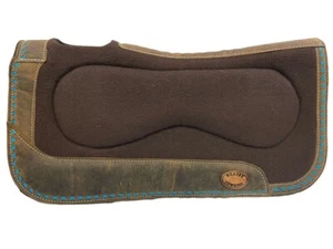 Almohadilla de silla de montar de barril clásica vaquera verde azulado con cordones en fieltro marrón construido 28"x30"x1" - Imagen 1 de 1
