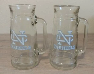 2x Vtg University of North Carolina Tarheels Beer Mug Glass Peanut Jar Stein Cup - Picture 1 of 4