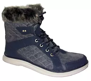 NEW RYKA BRISK NAVY WATER REPELLENT FAUX FUR WINTER BOOTS 6 M - Picture 1 of 3
