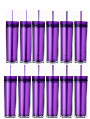 Juego de 12 vasos acrílicos ajustados de doble pared 16 OZ, con pajitas  Foto 1 de 4