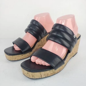 Anne Klein Slide On Sandals Nabeel Black Open Toe Casual Leather size 9 M - Picture 1 of 16