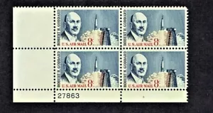 1964 U.S AIRMAIL CLASSICS "Goddard" Plt # Blk of 4 Sc#C69 M/NH/OG Fresh!^ - Picture 1 of 1