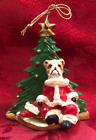 Christmas Tree Ornament Bulldog Dog In Santa's Suit 3.5 in high 3 in wide Vtg