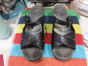Dansko Black Leather Slide Sandal Clogs Size 38 - Picture 1 of 24