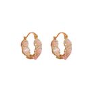 Unique Cat Eye Stone Ear Loops Elegant Pink Crystal Earrings  Party