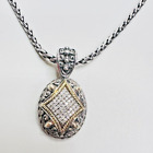 Vintage EFFY 18k Gold & 925 Sterling Silver Diamond Enhancer Pendant Necklace