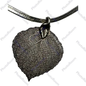 Collar Vintage Plata de Ley 925 Hoja Real Naturaleza Rústico  - Imagen 1 de 5