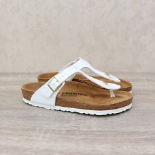 Birkenstock Gizeh White Thong Sandals Birko-Flor Patent Size L8, M6, EU39, 250mm