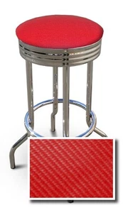 Bar Stool 24" or 29" Tall Chrome Retro Backless Colored Vinyl Swivel Seat Stool  - Picture 1 of 39