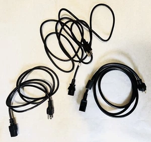 Lot of 3 IEC C13 to NEMA 5-15P Power Cords – 2x 6ft + 1x 10ft – PC Monitor Cable - Picture 1 of 4