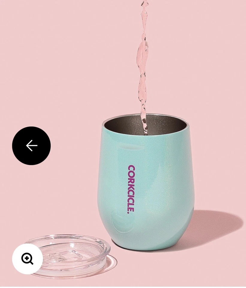 Uline Corkcicle 60oz Canteen Stemless Wine Glass Set Turquoise S-22627T