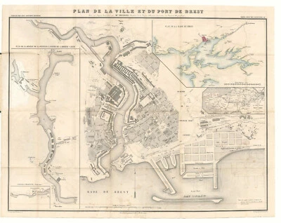 Antique Map "Plan de la Ville et du Port de Brest" (Brest - France) 1861 - Image 1 of 4