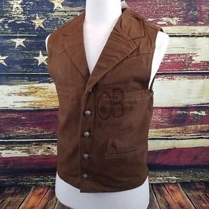 Wyoming Traders Mens Bronco Button Up Canvas Western Ranch Wear Cowboy Vest - Picture 1 of 20