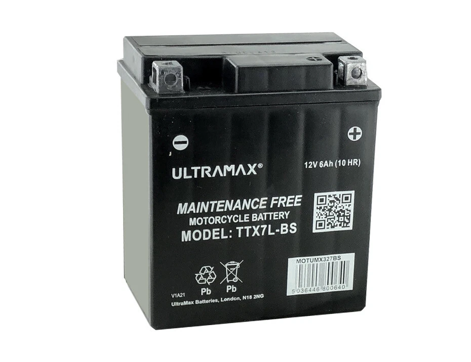 ULTRAMAX TTX7L-BS 12V 6Ah Motorcycle Battery Replaces YTX7L-BS - Image 1 of 2