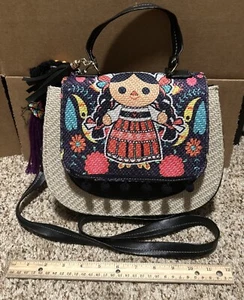 Artisan Mexican Floral Crossbody Shoulder Handbag W/Freida K Quaste RARE - Bild 1 von 9