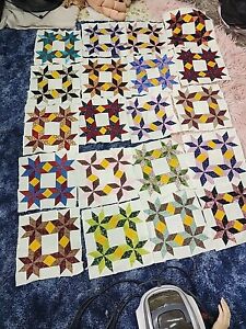 20 Vintage Amish Star Quilting Blocks Ready to Sew 