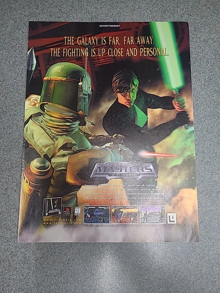 Anuncio impreso de videojuego Star Wars Masters of Teras Kasi 1998 8x11 arte de pared  Foto 1 de 1