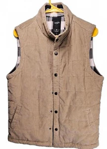 Union SEA WA Men's Beige Corduroy Vest with Plaid Lining Size Small - Picture 1 of 8