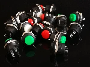 5PCS R13-507 Momentary Push-Button Unlock Switch 16mm Installing Hole 2 Pin - Picture 1 of 9