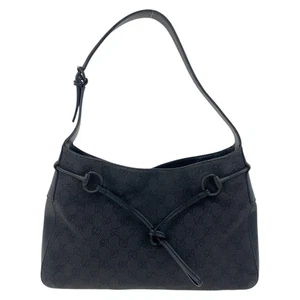 GUCCI Horsebit 101975 Borsa a tracolla Nera Nera GG Tela/Pelle GG - Foto 1 di 10