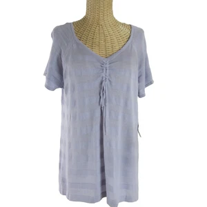 New Habitat Womens XL Periwinkle Blue SS V Neck T Shirt Front Ties Cotton Modal - Picture 1 of 8