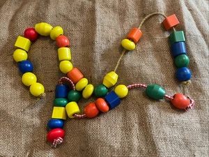 Wooden Lacing Beads Threading Stringing Puzzle Giant Pieces Learning Resources - Picture 1 of 15