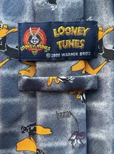 Cravate Daffy Duck Warner Bros W.B Looney Tunes Tie / Retro Collector 2000/ Gris - Foto 1 di 4