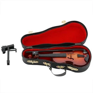 Wooden Miniature Violin with Case & Stand, Mini Model default, defult - Picture 1 of 9