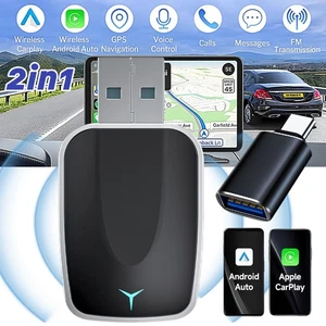 CarPlay Adapter&Android Auto 2 in 1 Plug&Play Convert Wired to Wireless Adapter - Picture 1 of 11