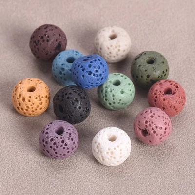 40pcs Natural Volcano Lava Stone 8x6mm 10x7mm Rondelle Drum Shape Crafts Beads - Image 1 of 3