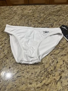 Speedo Herren Größe 30 Badeanzug Slip PowerFlex Eco Solar UPF 50 Weiß Neu mit Etikett Cpix - Bild 1 von 7