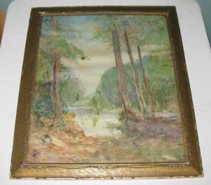 VINTAGE EBEN SCHNEE KUNSTHANDWERK MASSE LANDSCHAFTSMALEREI - Bild 1 von 1