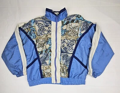Chaqueta Active Frontier para mujer mediana. Cortavientos vintage azul floral Foto 1 de 4