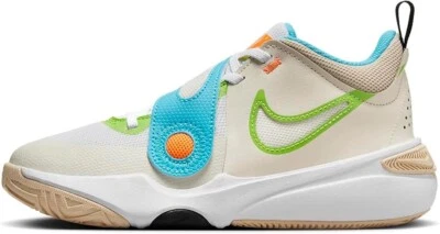 Zapatos de baloncesto Nike Team Hustle D 11 grandes para niños marfil/verde/aqua/naranja, 6 niños Foto 1 de 4