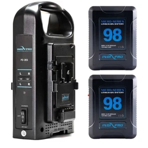 Indipro 2x Micro-Series 98Wh V-Mount Li-Ion Battery  Dual Charger Kit #2PSKTDC. - Picture 1 of 10