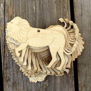 10x Wooden Lion African Walking A Craft Shape 3mm Ply Safari Animals Exotic Cat - Picture 1 of 3