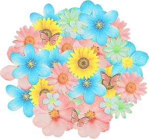 55 Pcs Edible Flowers Cupcake Toppers Wafer Paper Edible Flowers Cake Decoration - Picture 1 of 12
